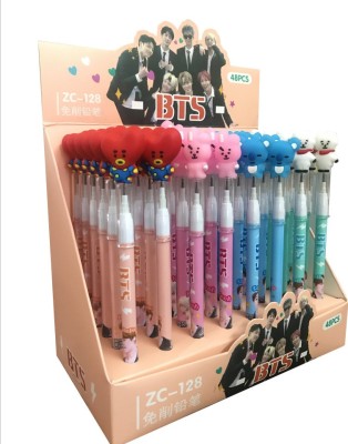 Z-Plus Pack of 10 Beautiful BTS Theme Push Pencils Designer Lead Bullet Pencils Pencil(Set of 10, Multicolor)