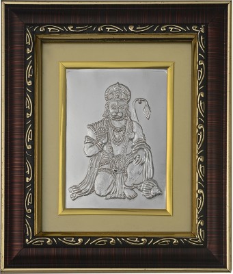 Pray Everyday Hanuman Ji Silver Plated Photoframe | Hanuman Ji Frame for Home Temple| God's & Goddesses Photoframes | Hindu God & Goddesses Frames | Spiritual & Religious Frame