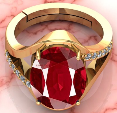 SIDHGEMS SIDHGEMS 10.25 Ratti 9.25 Carat Natural Ruby Stone Manik Ring Brass Ruby Gold Plated Ring