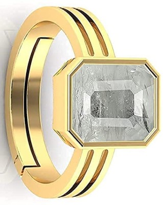 Akshita gems 9.25 Ratti 8.00 Carat Natural Adjaistaible Gold Ring White Sapphire PukhraJ Brass Sapphire Gold Plated Ring