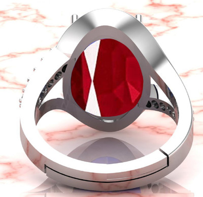 Sidharth Gems 6.25 Ratti 5.00 Carat Natural Ruby Stone Manik Ring Adjustable Panchdhatu Ring Brass Ruby Silver Plated Ring