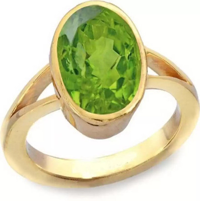 Chopra Gems Sterling Synthetic Peridot Gemstone Panchdhatu Ring for Women and Man Brass Peridot Gold Plated Ring
