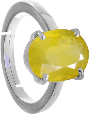 Sidharth Gems 11.25 Ratti 10.25 Carat Natural Yellow Sapphire Pukhraj Gold Plated Ring Metal Sapphire Gold Plated Ring