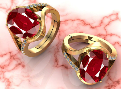 Sidharth Gems 13.25 Ratti 12.00 Carat Natural Ruby Stone Manik Ring Adjustable Brass Ruby Gold Plated Ring