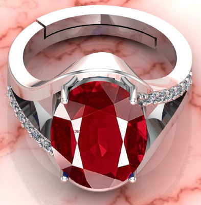 Sidharth Gems 7.25 Ratti 6.00 Carat Natural Ruby Stone Manik Ring Adjustable Brass Ruby Silver Plated Ring