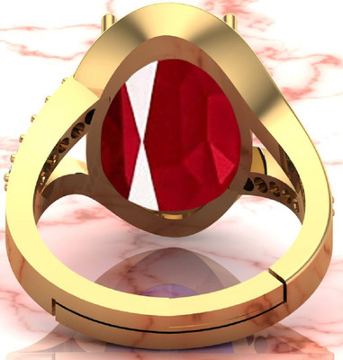 SIDHGEMS SIDHGEMS 5.25 Ratti 4.00 Carat Natural Ruby Stone Manik Ring Brass Ruby Gold Plated Ring
