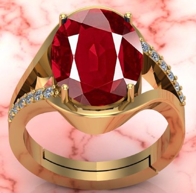 SIDHGEMS SIDHGEMS 11.25 Ratti 10.00 Carat Natural Ruby Stone Manik Ring Brass Ruby Gold Plated Ring