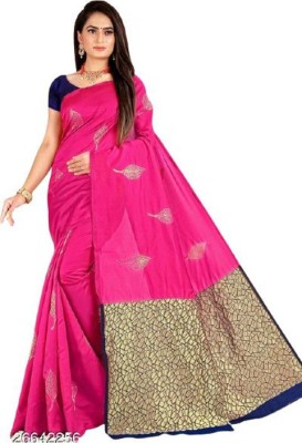 GREEN PEARS Woven Banarasi Jacquard Saree(Pink)