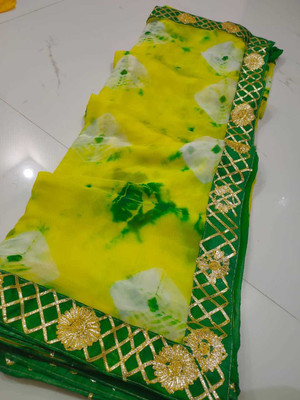 NeeLKANTH ENTERPRISE Color Block Bandhani Chiffon Saree(Light Green)