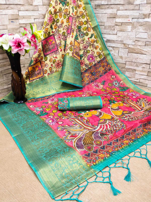 Classy Foriever Printed Sambalpuri Cotton Silk Saree(Multicolor)