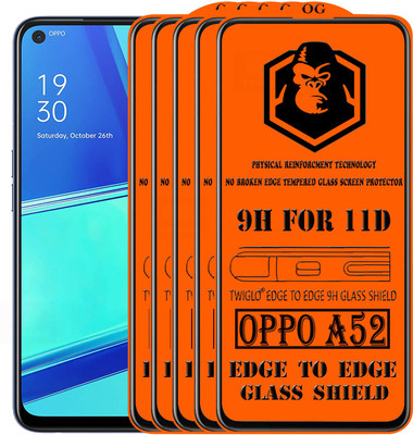 TWIGLO Edge To Edge Tempered Glass for OPPO A52(Pack of 5)