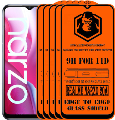 TWIGLO Edge To Edge Tempered Glass for REALME NARZO 20A(Pack of 5)
