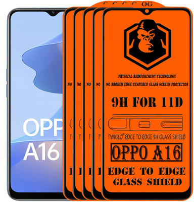 TWIGLO Edge To Edge Tempered Glass for OPPO A16(Pack of 5)