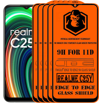 TWIGLO Edge To Edge Tempered Glass for REALME C25Y(Pack of 5)