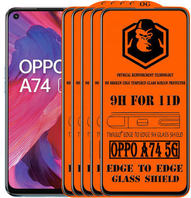 TWIGLO Edge To Edge Tempered Glass for OPPO A74 5G(Pack of 5)