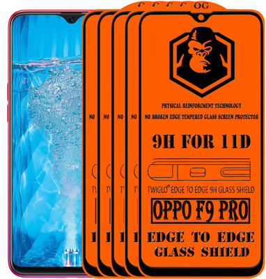 TWIGLO Edge To Edge Tempered Glass for OPPO F9 Pro(Pack of 5)
