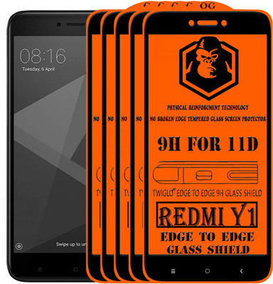 TWIGLO Edge To Edge Tempered Glass for Mi Redmi Y1(Pack of 5)