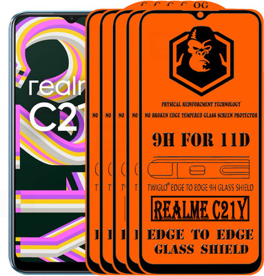 TWIGLO Edge To Edge Tempered Glass for REALME C21Y(Pack of 5)