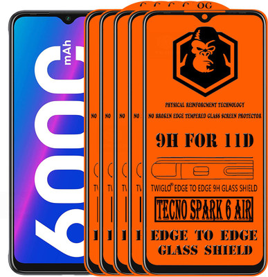 TWIGLO Edge To Edge Tempered Glass for TECNO SPARK 6 AIR(Pack of 5)