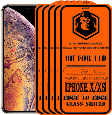 TWIGLO Edge To Edge Tempered Glass for Apple iPhone XS(Pack of 5)