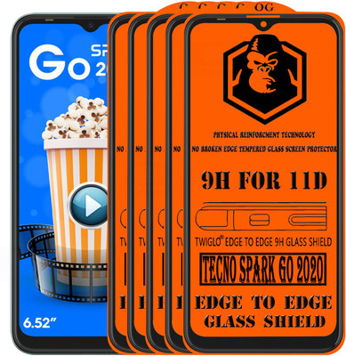 TWIGLO Edge To Edge Tempered Glass for TECNO SPARK GO 2020(Pack of 5)