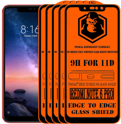TWIGLO Edge To Edge Tempered Glass for Mi Redmi Note 6 Pro(Pack of 5)