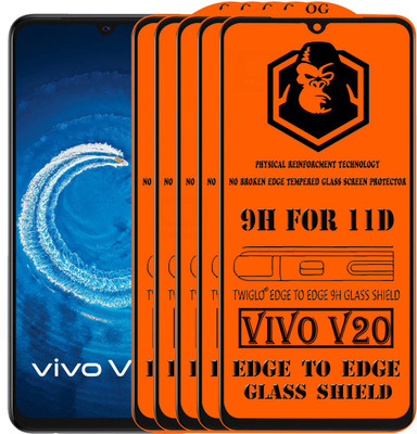 TWIGLO Edge To Edge Tempered Glass for VIVO V20(Pack of 5)