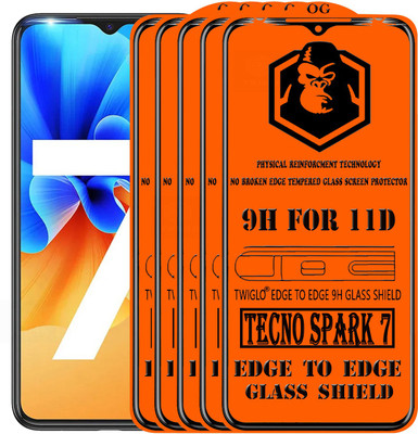 TWIGLO Edge To Edge Tempered Glass for TECNO SPARK 7(Pack of 5)