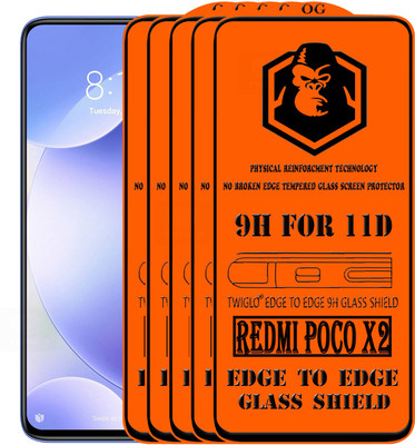TWIGLO Edge To Edge Tempered Glass for REDMI POCO X2(Pack of 5)