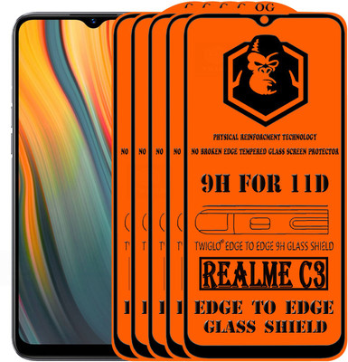 TWIGLO Edge To Edge Tempered Glass for REALME C3(Pack of 5)