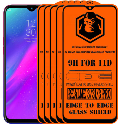 TWIGLO Edge To Edge Tempered Glass for Realme 3(Pack of 5)