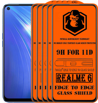 TWIGLO Edge To Edge Tempered Glass for REALME 6(Pack of 5)