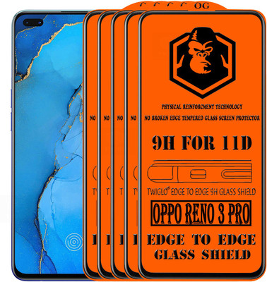 TWIGLO Edge To Edge Tempered Glass for OPPO RENO 3 PRO(Pack of 5)