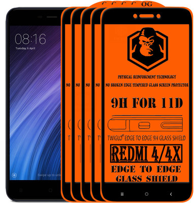 TWIGLO Edge To Edge Tempered Glass for Mi Redmi 4X(Pack of 5)