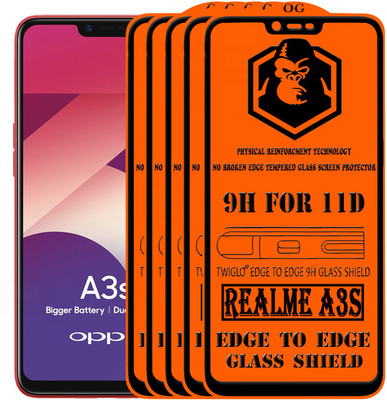 TWIGLO Edge To Edge Tempered Glass for Oppo A3s(Pack of 5)