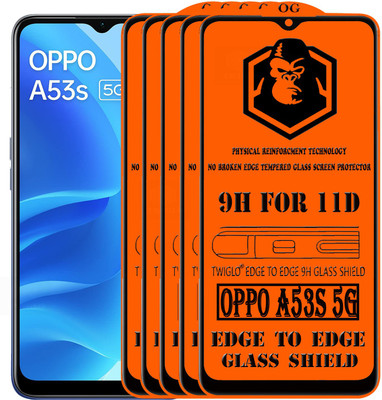 TWIGLO Edge To Edge Tempered Glass for OPPO A53S 5G(Pack of 5)