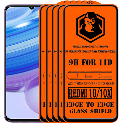 TWIGLO Edge To Edge Tempered Glass for REDMI 10(Pack of 5)