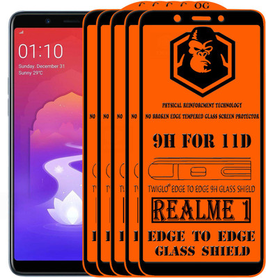 TWIGLO Edge To Edge Tempered Glass for OPPO Realme 1(Pack of 5)