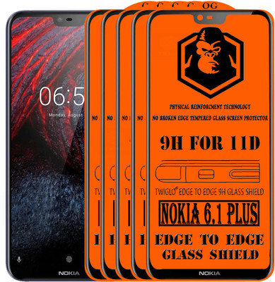 TWIGLO Edge To Edge Tempered Glass for Nokia 6.1 Plus(Pack of 5)