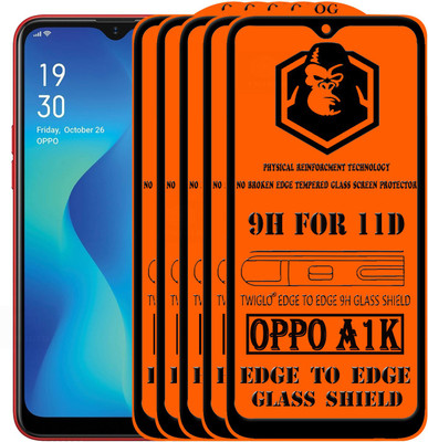 TWIGLO Edge To Edge Tempered Glass for OPPO A1K(Pack of 5)