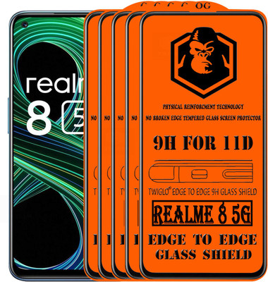 TWIGLO Edge To Edge Tempered Glass for REALME 8 5G(Pack of 5)