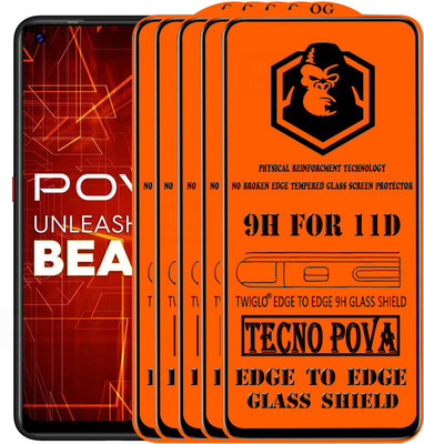 TWIGLO Edge To Edge Tempered Glass for TECNO POVA(Pack of 5)