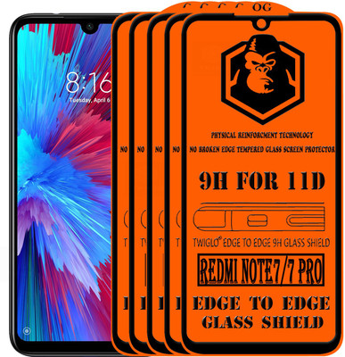 TWIGLO Edge To Edge Tempered Glass for REDMI NOTE 7(Pack of 5)