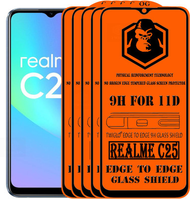 TWIGLO Edge To Edge Tempered Glass for REALME C25(Pack of 5)