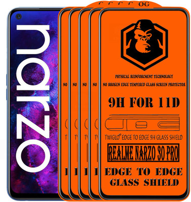 TWIGLO Edge To Edge Tempered Glass for REALME NARZO 30 PRO(Pack of 5)