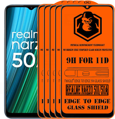TWIGLO Edge To Edge Tempered Glass for REALME NARZO 50A(Pack of 5)