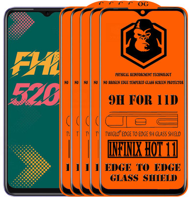 TWIGLO Edge To Edge Tempered Glass for INFINIX HOT 11(Pack of 5)