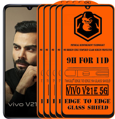 TWIGLO Edge To Edge Tempered Glass for VIVO V21E 5G(Pack of 5)