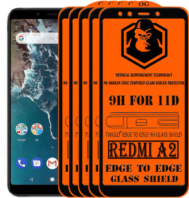 TWIGLO Edge To Edge Tempered Glass for Mi A2(Pack of 5)