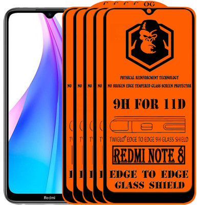 TWIGLO Edge To Edge Tempered Glass for REDMI NOTE 8(Pack of 5)